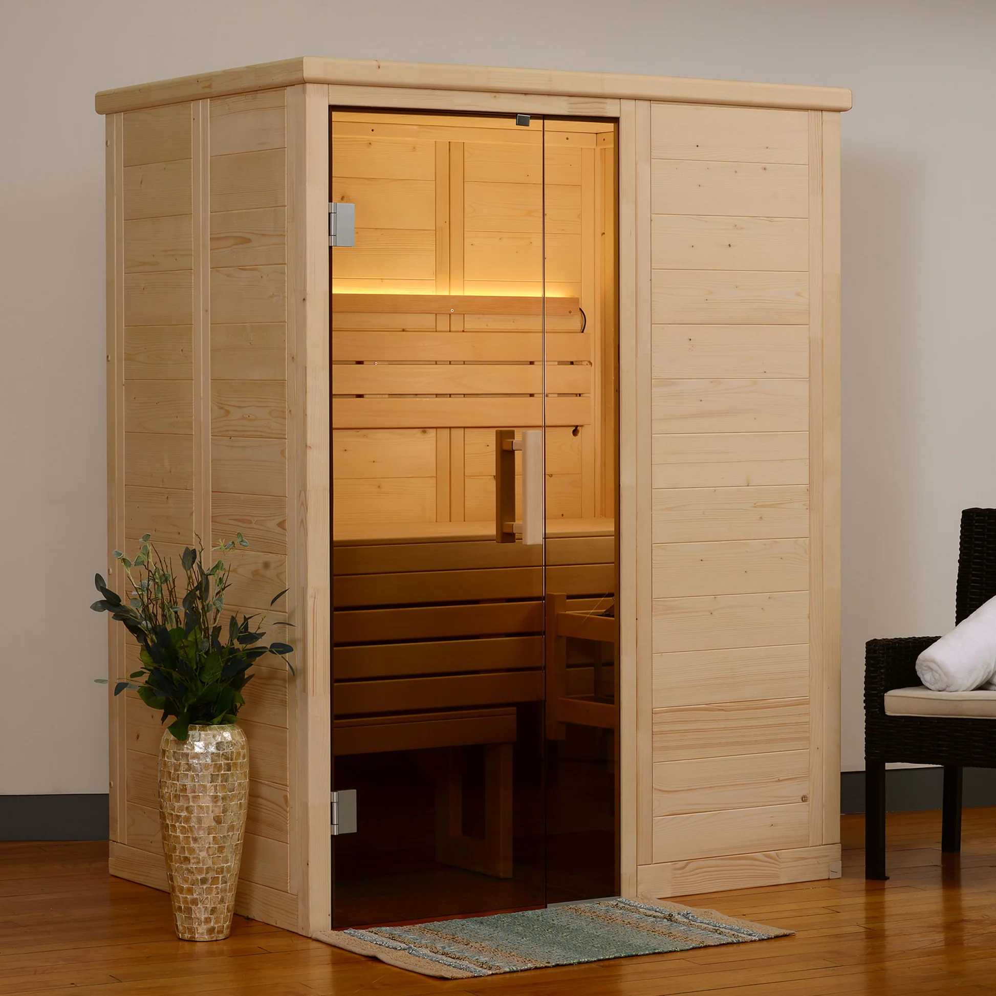 Indoor Barrel Sauna for Sale | 2-Person Home Sauna USA - View 3