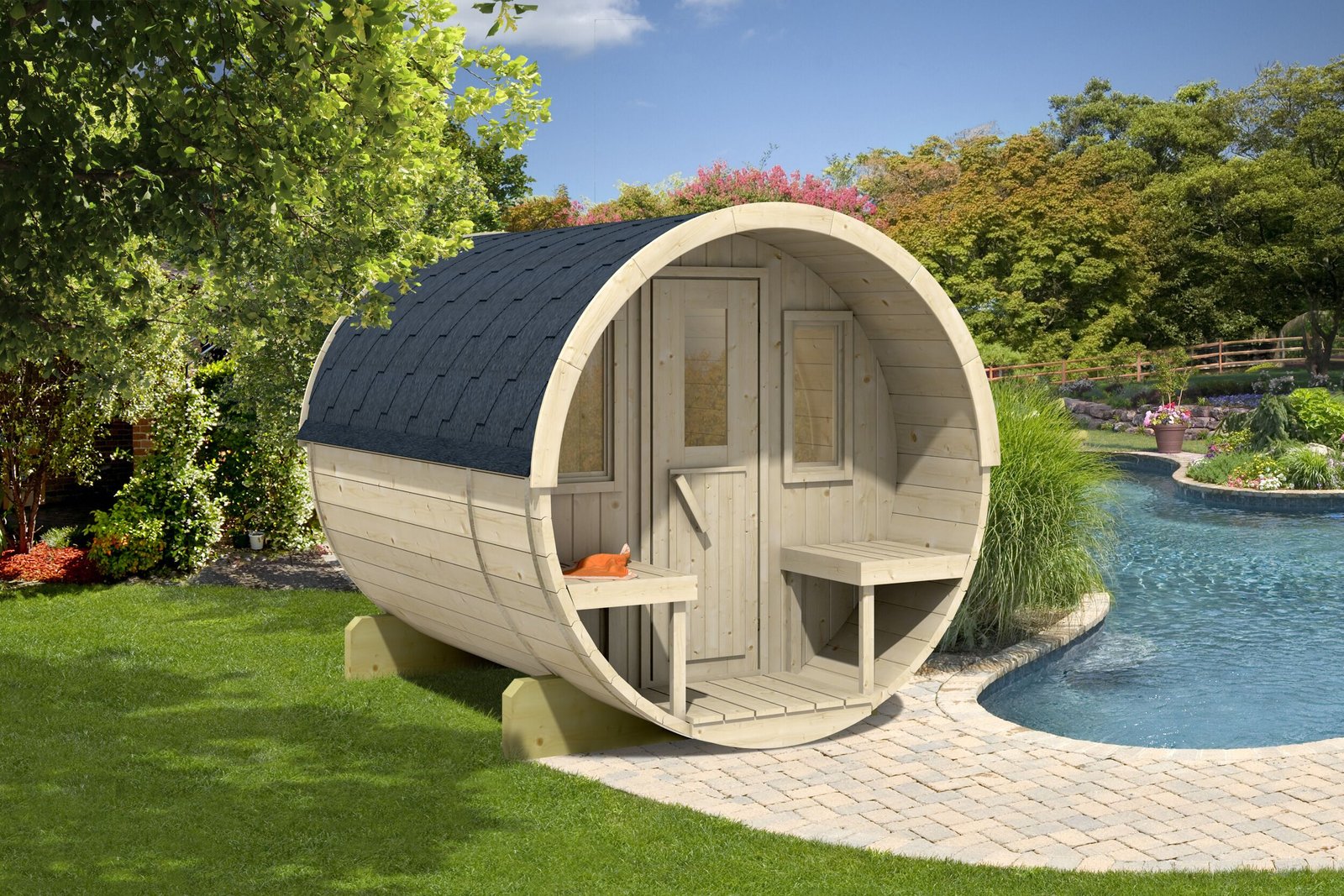Outdoor Home Sauna for Sale | Modern Chalet Sauna USA - View 2