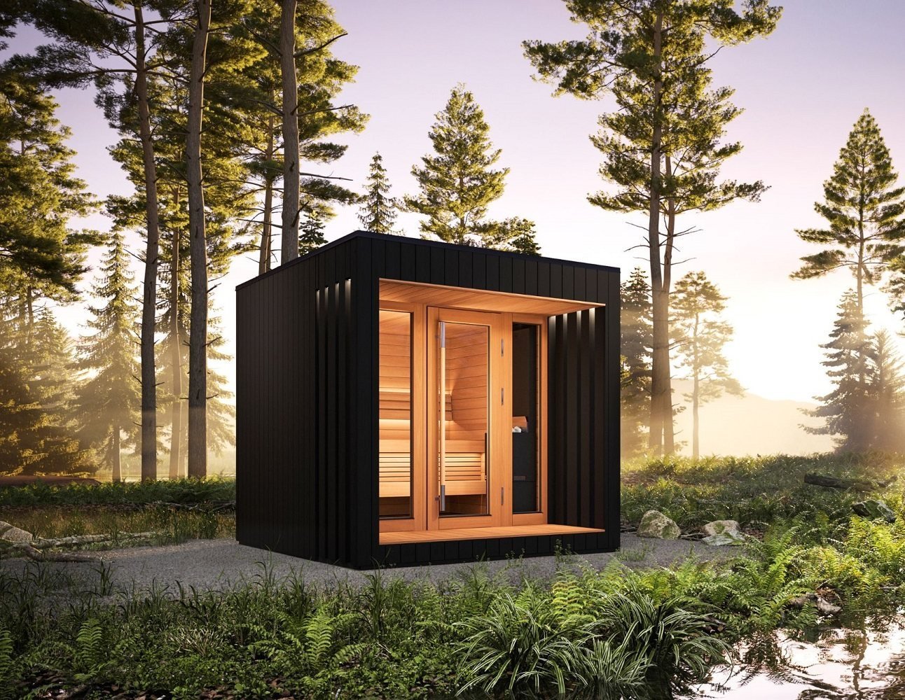 Mini Outdoor Sauna Cabin for Sale | AirCube Terrace Sauna - View 3